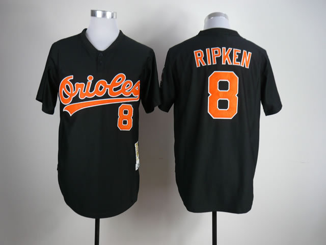 Men Baltimore Orioles #8 Cal Ripken Black Throwback MLB Jerseys